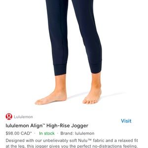 Lululemon high rise jogger leggings, black, barely worn